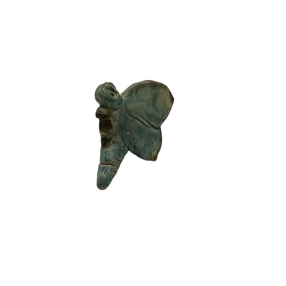 Vintage Handcrafted Ceramic Dragonfly Figurine Abstract Design Blue/Brown Glazed